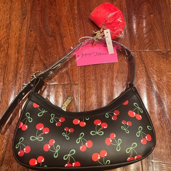 Betsy Johnson stylish HOBO style Flirty Cherry Print Women's Shoulder Bag/ NWT - Picture 3 of 3